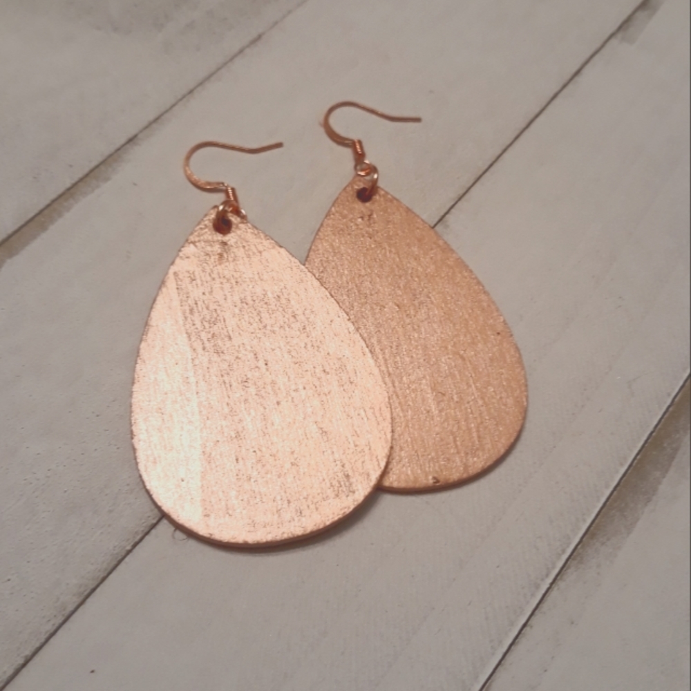 Rose Gold/ Hand Painted/ Teardrop Earrings